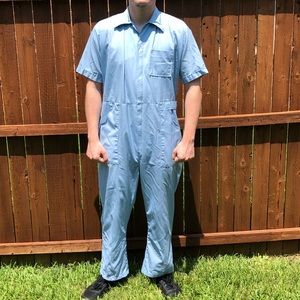 Vintage Men’s Short Sleeve Coveralls, Light Blue, pet/smoke free home